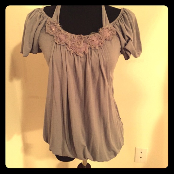 Blouse gray color sexy style