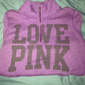 PURPLE AND BLACK QUARTER ZIP VS PINK SWEATSHIRT