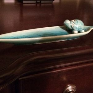 Adorable turquoise turtle incense holder