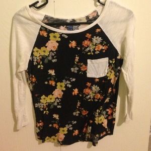 floral patterned baseball tee