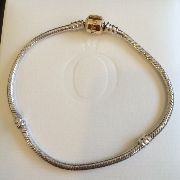 Authentic Pandora 925 Bracelet with 14K Gold Clasp