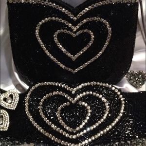 VANESSA BLACK BEADED and Rhinestone bag & belt