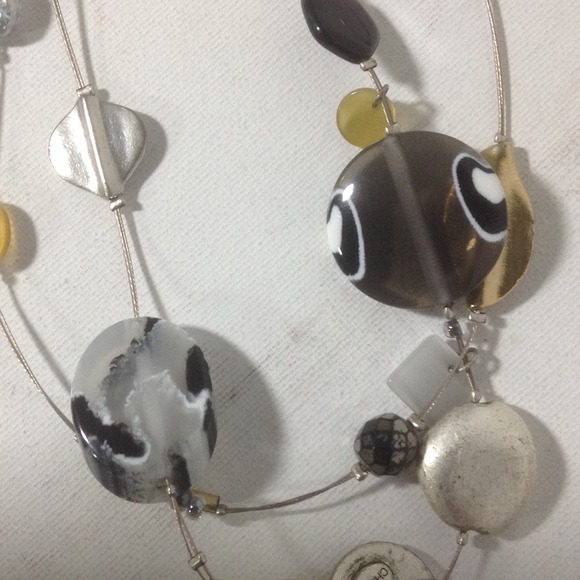 Chico’s Black, White & Silver toned Necklace