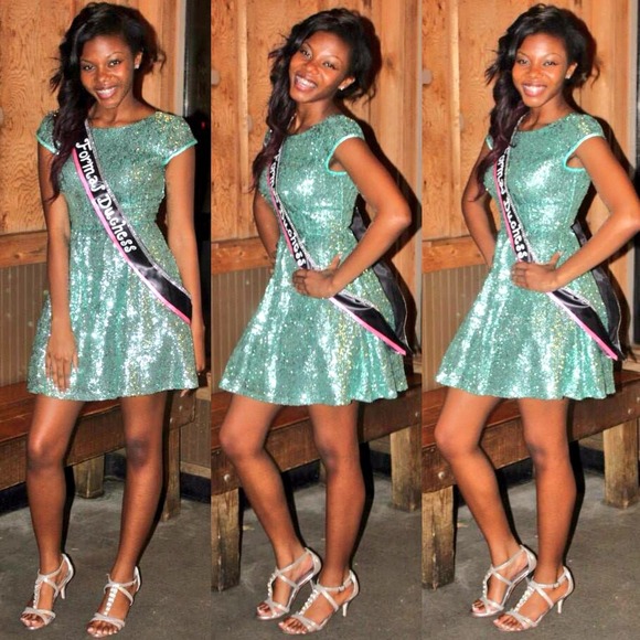Turquoise Sequin Party Dress