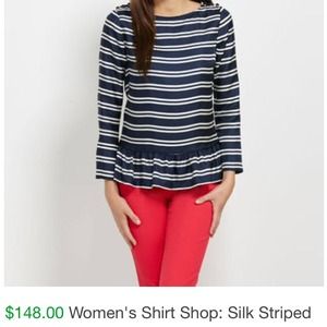 Vineyard Vines Silk Striped Peplum Top
