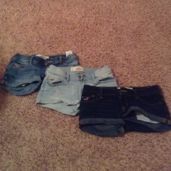 light , mid , dark wash hollister shorts