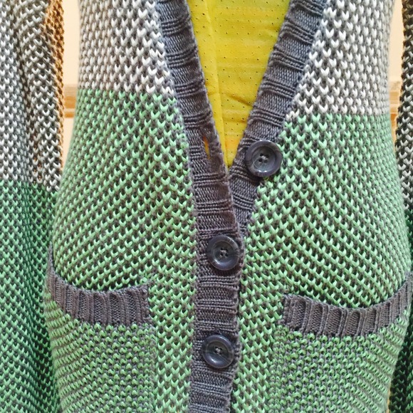 Green/ Grey Button Down Cardigan - Picture 2 of 3