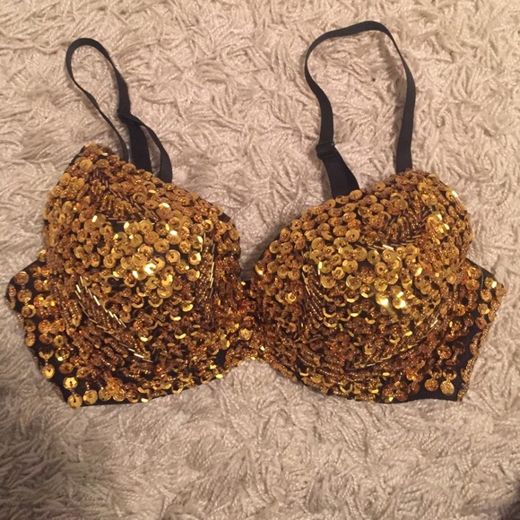 Gold sequin costume bra