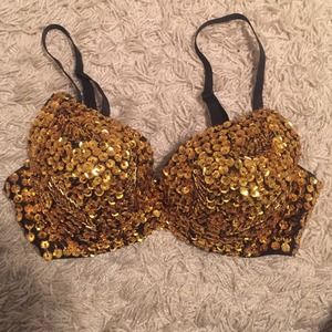 Gold sequin costume bra