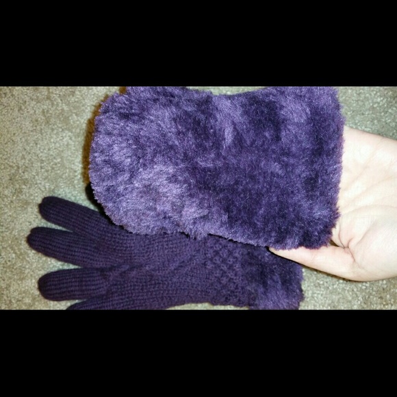 Knitted gloves with fur lining - Picture 2 of 2
