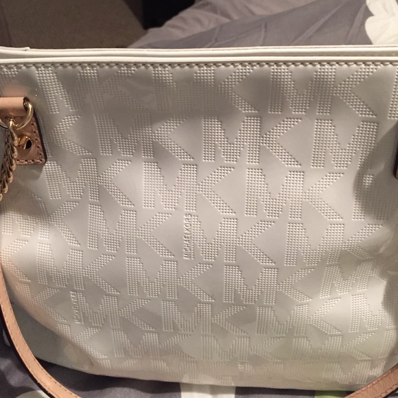 Michael Kors white patent leather like purse