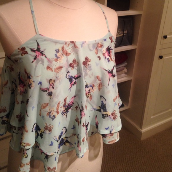 Cropped and Flowy Baby Blue Shirt