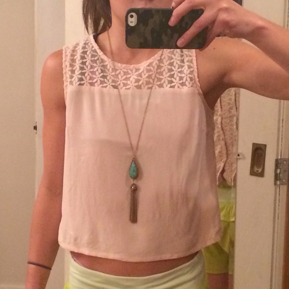 Sweet Blush Pink Crop with Daisy Lace