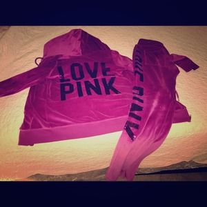 Pink (VS) velour purple jogging set