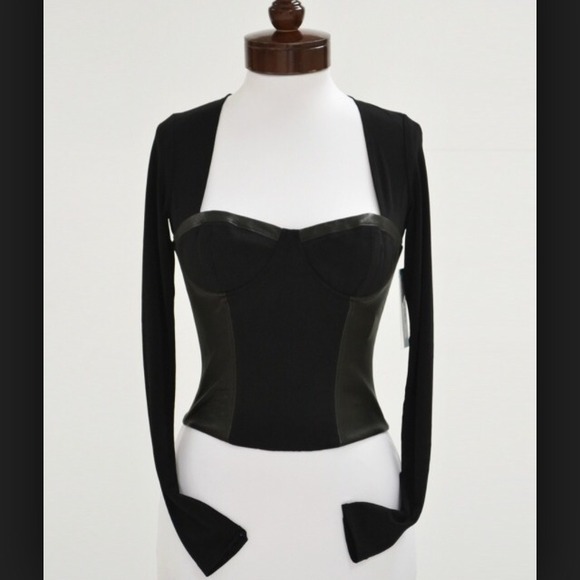 Alice + Olivia Tops - Alice + Olivia "Lali" Leather Cropped Bustier