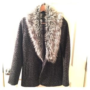 Sexy Animal Print Coat with Fur