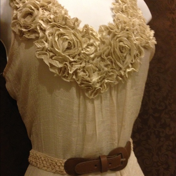 2x HPπ Gorgeous Long Tan Flower Top - Picture 3 of 4