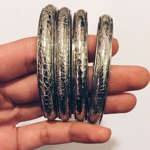 (4) Silver Bangles