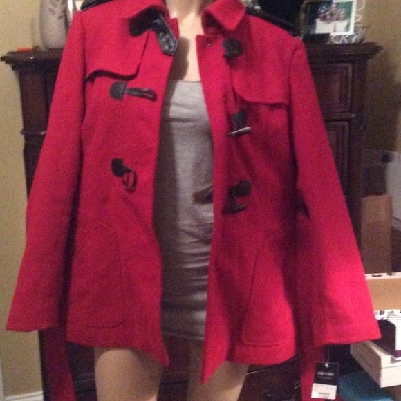 ⭐️⭐️Nicole miller red/black wool/blend peacoat