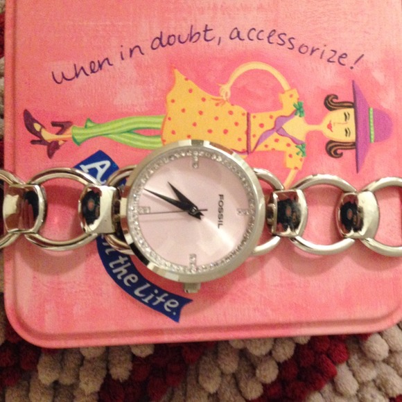 Fossil watch with rhinestone embellishments