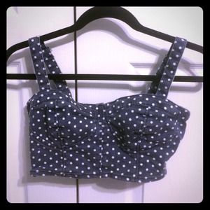 Never worn! Jean like polka dot crop top