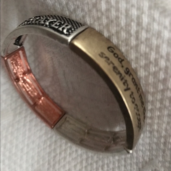 Tri-tone Serenity Prayer Stretch Bracelet - Picture 1 of 6