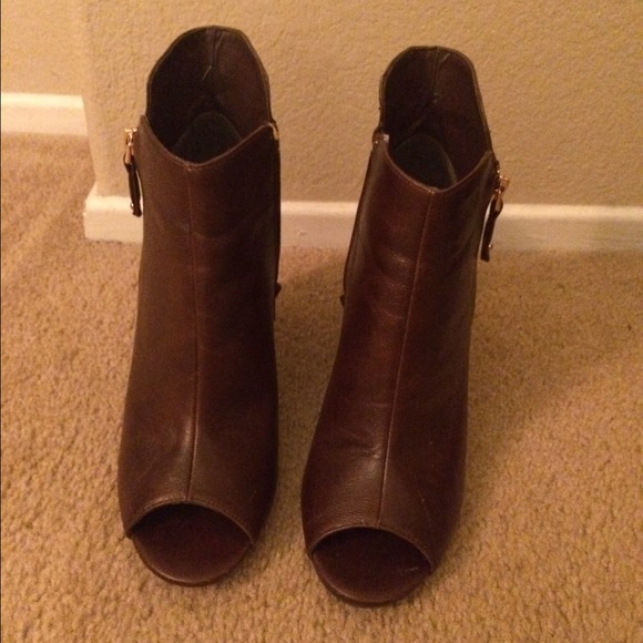 Brown Peep Toe Boots - Picture 2 of 4