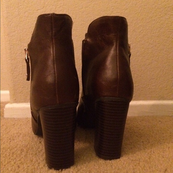 Brown Peep Toe Boots - Picture 3 of 4