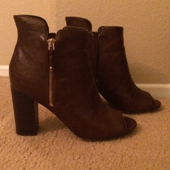 Brown Peep Toe Boots - Picture 4 of 4