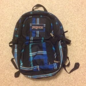 Blue plaid jansport backpack