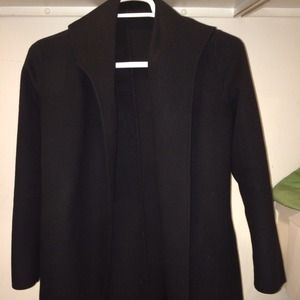 Black, wool and angora shawl collar long coat!
