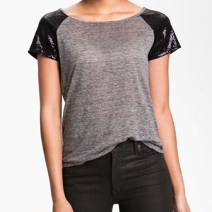 P J K sequin sleeve tee