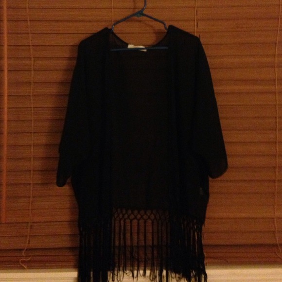 Black chiffon kimono