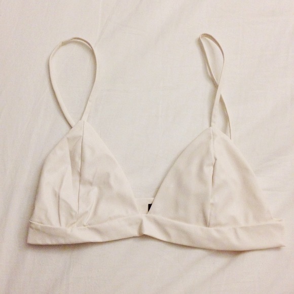 SOLD White Leather Bralette Size Small