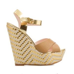 Tan and gold wedges