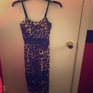 Cheetah print long pencil bodycon dress