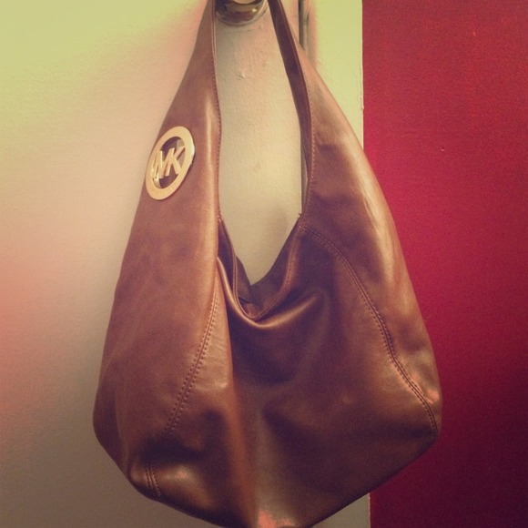 Authentic Michael Kors hobo brown leather bag