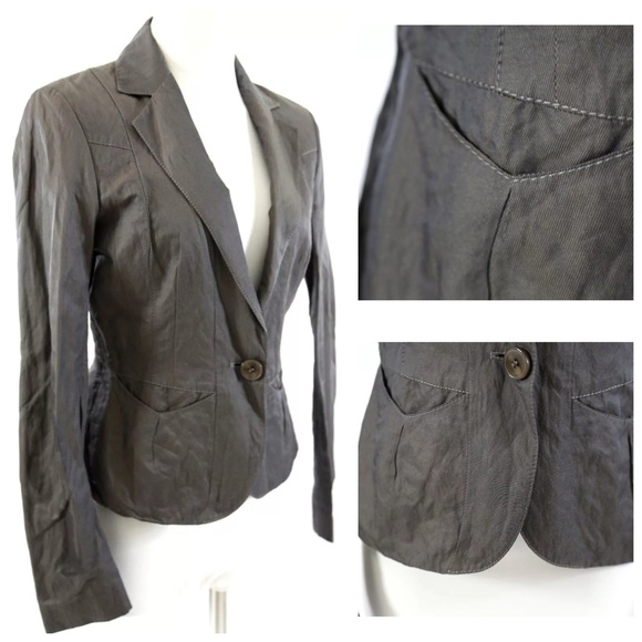 Marc Aurel Gray Crinkle Jacket Blazer 34 XS - Picture 2 of 4