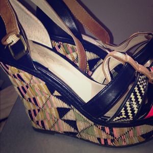 Aldo Tribal Print Wedge Heels