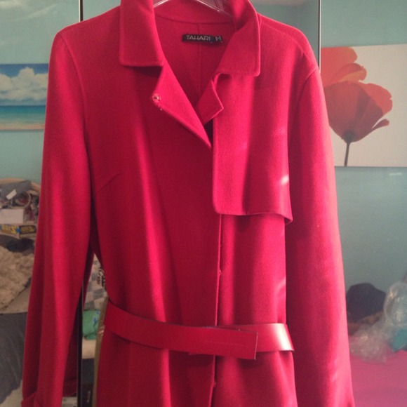 Tahari red wool and cashmere coat size 12 - Picture 2 of 4