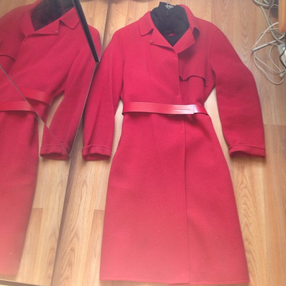 Tahari red wool and cashmere coat size 12 - Picture 4 of 4