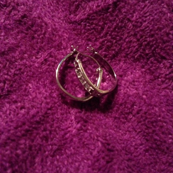 Sterling silver diamond hoops - Picture 1 of 1