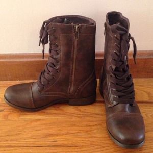 Brown combat boots