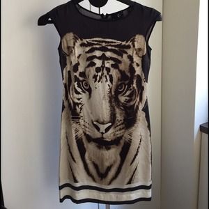 Just Cavalli silk tiger bodycon dress in size 38