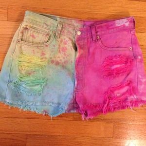Vintage Levi tye dyed denim high waisted shorts