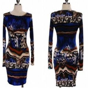 Blue Jaguar Bodycon Dress