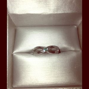 10K White Gold Blue Diamond Ring