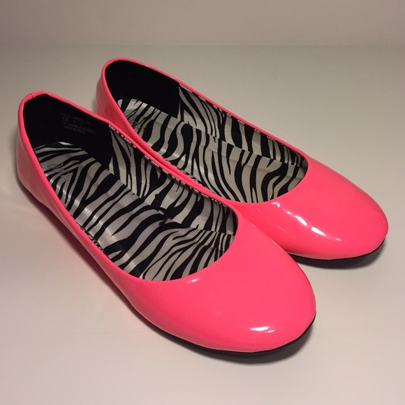 Hot neon pink flats