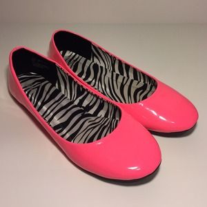 Hot neon pink flats