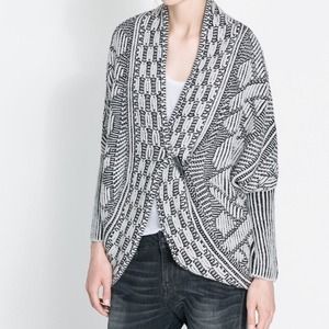 Zara Jacquard Wrap Around Cardigan